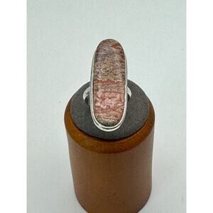 Leopard Skin Jasper Stone Estate Ring .925 Stone Sz 6.5 6.27 Grams - 1 1/2"